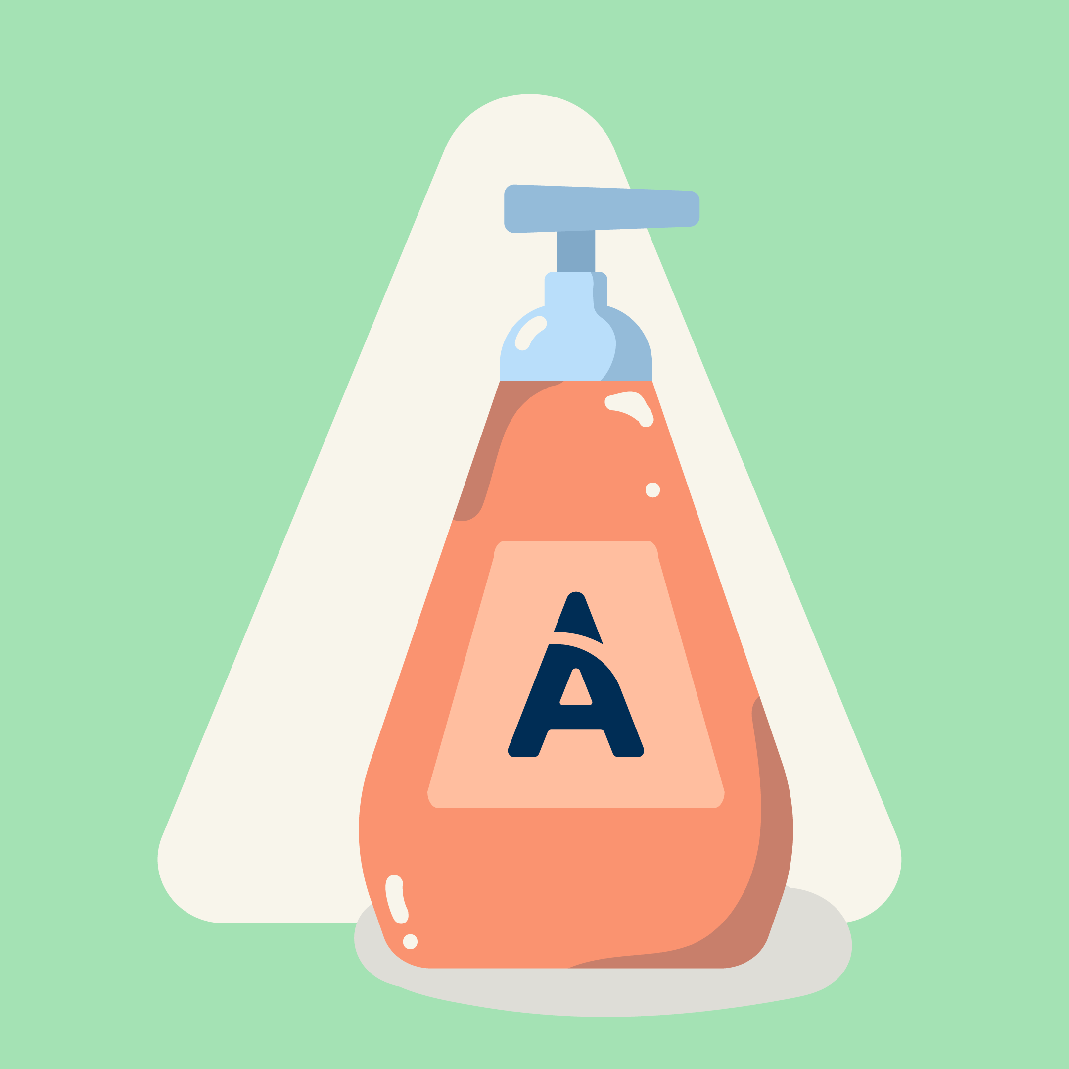 graphic drawing of a soap bottle with the aspen dental logo